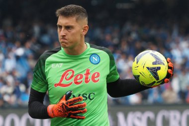 Napoli 'nin Pierluigi Gollini oyuncusu, Napoli ile Salernitan arasındaki İtalyan Serie A ligi maçında, Napoli 1, Salernitana 1, Diego Armando Maradona Stadyumu' nda oynandı..