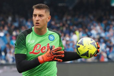 Napoli 'nin Pierluigi Gollini oyuncusu, Napoli ile Salernitan arasındaki İtalyan Serie A ligi maçında, Napoli 1, Salernitana 1, Diego Armando Maradona Stadyumu' nda oynandı..
