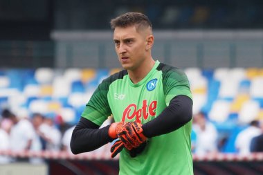 Napoli 'nin Pierluigi Gollini oyuncusu, Napoli ile Salernitan arasındaki İtalyan Serie A ligi maçında, Napoli 1, Salernitana 1, Diego Armando Maradona Stadyumu' nda oynandı..
