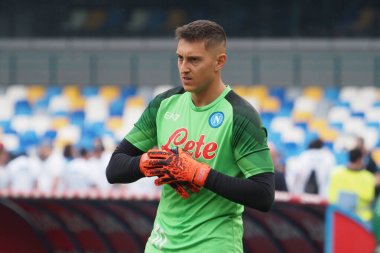 Napoli 'nin Pierluigi Gollini oyuncusu, Napoli ile Salernitan arasındaki İtalyan Serie A ligi maçında, Napoli 1, Salernitana 1, Diego Armando Maradona Stadyumu' nda oynandı..