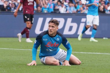 Napoli 'li Piotr Zieliski, İtalya Serie A Ligi maçında Napoli - Salernitan final maçı, Napoli 1, Salernitana 1, Diego Armando Maradona Stadyumu' nda oynandı.