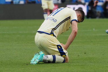 Verona 'dan Kevin Lasagna, İtalya Serie A Ligi maçında Napoli - Verona final maçı, Napoli 0, Verona 0, Diego Armando Maradona Stadyumu' nda oynandı..