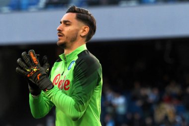 Napoli 'den Alex Meret, İtalya Serie A Ligi maçında Napoli - Atalanta final maçı, Napoli 2, Atalanta 0, Diego Armando Maradona Stadyumu' nda oynandı..