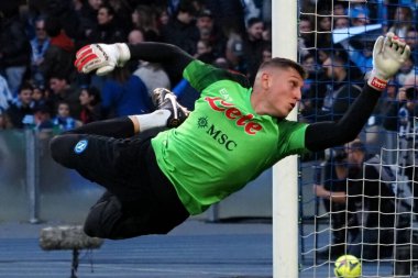 Napoli 'nin Pierluigi Gollini oyuncusu, Napoli ile Atalanta arasındaki İtalyan Serie A ligi maçında, Napoli 2, Atalanta 0, Diego Armando Maradona Stadyumu' nda oynandı..