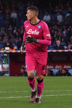 Napoli 'nin Pierluigi Gollini oyuncusu, Napoli ile Atalanta arasındaki İtalyan Serie A ligi maçında, Napoli 2, Atalanta 0, Diego Armando Maradona Stadyumu' nda oynandı..