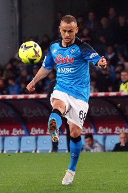 Napoli 'li Stanislav Lobotka oyuncusu, Napoli ile Atalanta arasındaki İtalyan Serie A ligi maçında, Napoli 2, Atalanta 0, Diego Armando Maradona Stadyumu' nda oynandı..
