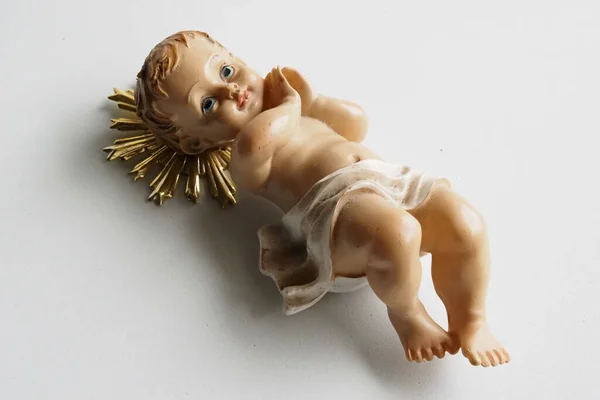 Nesta Ilustração Estatueta Simbolizando Bebê Jesus — Fotografia de Stock