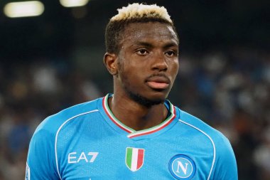 Napoli 'den Victor Osimhen, Napoli ile Sassuolo arasındaki İtalyan Serie A ligi maçında, Napoli 2, Sassuolo 0, Diego Armando Maradona Stadyumu' nda oynandı..