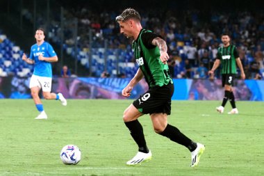 Napoli 'nin Andrea Pinamonti oyuncusu, Napoli ile Sassuolo arasındaki İtalyan Serie A ligi maçında, Napoli 2, Sassuolo 0, Diego Armando Maradona Stadyumu' nda oynandı..