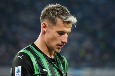 Napoli 'nin Andrea Pinamonti oyuncusu, Napoli ile Sassuolo arasındaki İtalyan Serie A ligi maçında, Napoli 2, Sassuolo 0, Diego Armando Maradona Stadyumu' nda oynandı..