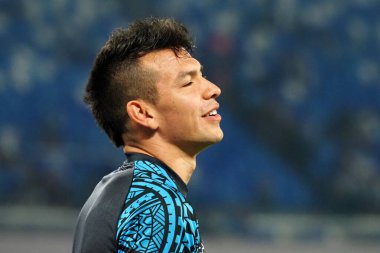 Napoli 'li Hirving Lozano oyuncusu, Napoli ile Sassuolo arasındaki İtalyan Serie A ligi maçında, Napoli 2, Sassuolo 0, Diego Armando Maradona Stadyumu' nda oynandı..