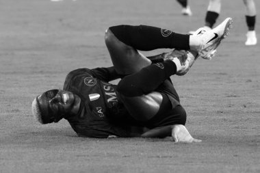 Napoli 'den Victor Osimhen, Napoli ile Lazio arasındaki İtalyan Serie A ligi maçında, Diego Armando Maradona Stadyumu' nda oynanan Napoli 1, Lazio 2 maçında,.