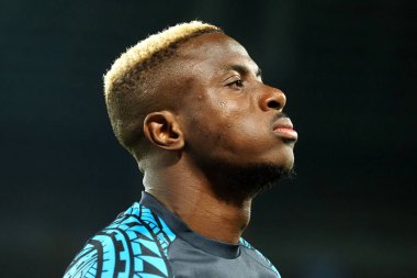 Napoli 'den Victor Osimhen, Napoli ile Lazio arasındaki İtalyan Serie A ligi maçında, Diego Armando Maradona Stadyumu' nda oynanan Napoli 1, Lazio 2 maçında,.