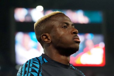 Napoli 'den Victor Osimhen, Napoli ile Lazio arasındaki İtalyan Serie A ligi maçında, Diego Armando Maradona Stadyumu' nda oynanan Napoli 1, Lazio 2 maçında,.