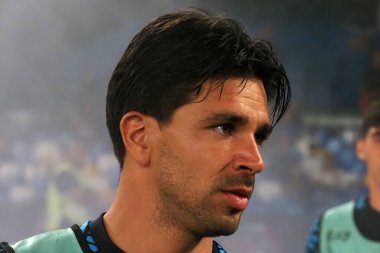 Napoli 'den Giovanni Simeone, Napoli ile Lazio arasındaki İtalyan Serie A ligi maçında, Napoli 1, Lazio 2, Diego Armando Maradona Stadyumu' nda oynandı..