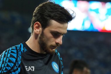 Napoli 'nin Khvicha Kvaratskhelia oyuncusu, Napoli ile Lazio arasındaki İtalyan Serie A ligi maçında, Napoli 1, Lazio 2, Diego Armando Maradona Stadyumu' nda oynandı..