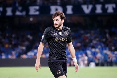 Napoli 'nin Khvicha Kvaratskhelia oyuncusu, Napoli ile Lazio arasındaki İtalyan Serie A ligi maçında, Napoli 1, Lazio 2, Diego Armando Maradona Stadyumu' nda oynandı..