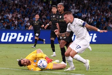 Napoli 'den Alex Meret ve Lazio' dan Ciro Immobile player, Napoli ile Lazio arasında oynanan İtalya Serie A ligi maçında, Napoli 1, Lazio 2, Diego Armando Maradona Stadyumu 'nda oynandı..
