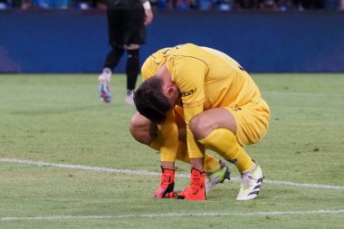 Napoli 'den Alex Meret, Napoli 1, Lazio 2 arasındaki İtalyan Serie A ligi maçında Diego Armando Maradona Stadyumu' nda oynandı..