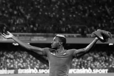 Napoli 'den Victor Osimhen, Napoli ile Sassuolo arasındaki İtalyan Serie A ligi maçında, Napoli 2, Sassuolo 0, Diego Armando Maradona Stadyumu' nda oynandı..