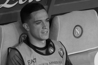 Napoli 'nin Giacomo Raspadori oyuncusu, İtalya Serie A Ligi maçında Napoli - Inter final maçı, Napoli 3, Inter 1, Diego Armando Maradona Stadyumu' nda oynandı..