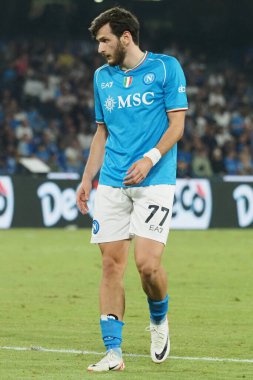 Napoli 'nin Khvicha Kvaratskhelia oyuncusu, Napoli ile Udinese arasındaki İtalya Serie A ligi maçında, Napoli 4, Udinese 1, Diego Armando Maradona Stadyumu' nda oynandı..