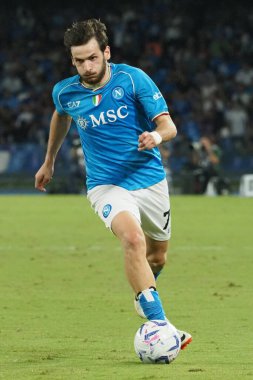 Napoli 'nin Khvicha Kvaratskhelia oyuncusu, Napoli ile Udinese arasındaki İtalya Serie A ligi maçında, Napoli 4, Udinese 1, Diego Armando Maradona Stadyumu' nda oynandı..