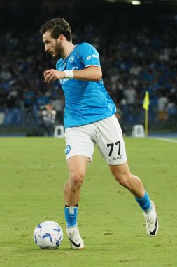 Napoli 'nin Khvicha Kvaratskhelia oyuncusu, Napoli ile Udinese arasındaki İtalya Serie A ligi maçında, Napoli 4, Udinese 1, Diego Armando Maradona Stadyumu' nda oynandı..