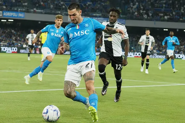 stock image Matteo Politano player of Napoli, during the match of the Italian Serie A league between Napoli vs Udinese final result, Napoli 4, Udinese 1, match played at the Diego Armando Maradona stadium.