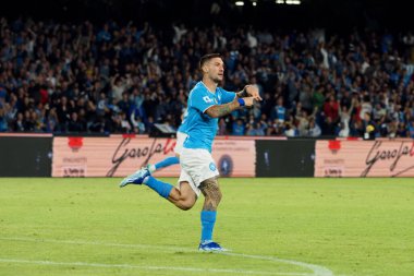 Napoli 'li Matteo Politano oyuncusu, İtalya Serie A Ligi maçında Napoli - Milan final maçı, Napoli 2, Milan 2, Diego Armando Maradona Stadyumu' nda oynandı..