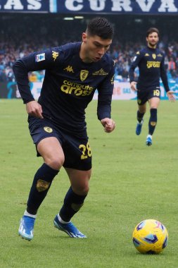 Empoli 'nin Nicol Cambiaghi oyuncusu, İtalya Serie A Ligi maçında Napoli - Empoli 0, Empoli 1, Diego Armando Maradona Stadyumu' nda oynandı.