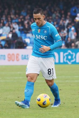 Napoli 'nin Giacomo Raspadori oyuncusu, Napoli ile Empoli arasındaki İtalyan Serie A ligi maçında, Napoli 0, Empoli 1, Diego Armando Maradona Stadyumu' nda oynandı..