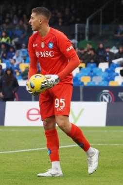 Napoli 'nin Pierluigi Gollini oyuncusu, Napoli ile Empoli arasındaki İtalyan Serie A ligi maçında, Napoli 0, Empoli 1, Diego Armando Maradona Stadyumu' nda oynandı..