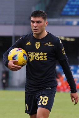 Empoli 'nin Nicol Cambiaghi oyuncusu, İtalya Serie A Ligi maçında Napoli - Empoli 0, Empoli 1, Diego Armando Maradona Stadyumu' nda oynandı.