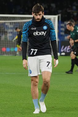 Napoli 'nin Khvicha Kvaratskhelia oyuncusu, Napoli - Sporting Braga final maçı sırasında, Napoli 2, Sporting Braa 0, Diego Armando Maradona Stadyumu' nda oynandı.