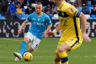 Napoli 'li Stanislav Lobotka oyuncusu, Napoli ile Hellas Verona arasındaki İtalyan Serie A ligi maçında, Napoli 2, Hellas Verona 1, Diego Armando Maradona Stadyumu' nda oynandı..