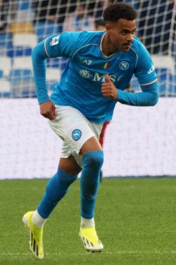 Napoli 'li Cyril Ngonge, Napoli ile Hellas Verona arasındaki İtalyan Serie A ligi maçında, Napoli 2, Hellas Verona 1, Diego Armando Maradona Stadyumu' nda oynandı..