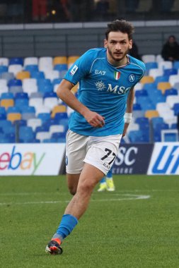 Napoli 'nin Khvicha Kvaratskhelia oyuncusu, Napoli ile Hellas Verona arasındaki İtalyan Serie A ligi maçında, Napoli 2, Hellas Verona 1, Diego Armando Maradona Stadyumu' nda oynandı..