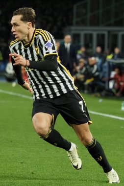 Juventus 'lu Federico Chiesa oyuncusu, Napoli ve Juvents arasındaki İtalyan Serie A ligi maçında, Napoli 2, Juventus 1, Diego Armando Maradona Stadyumu' nda oynandı..