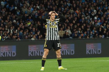 Juventus 'lu Andrea Cambiaso, Napoli ile Juvents arasındaki İtalyan Serie A ligi maçında, Napoli 2, Juventus 1, Diego Armando Maradona Stadyumu' nda oynandı..