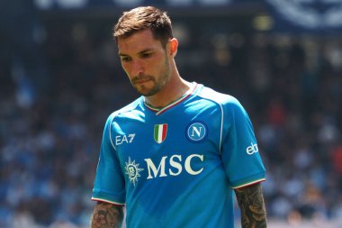 Napoli 'li Matteo Politano oyuncusu, İtalya Serie A Ligi maçında Napoli - Frosinone final maçı, Napoli 2, Frosinone 2, Diego Armando Maradona Stadyumu' nda oynandı..