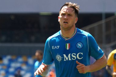 Napoli 'li Piotr Zieliski, İtalya Serie A Ligi maçında Napoli - Frosinone final maçı, Napoli 2, Frosinone 2, Diego Armando Maradona Stadyumu' nda oynandı.