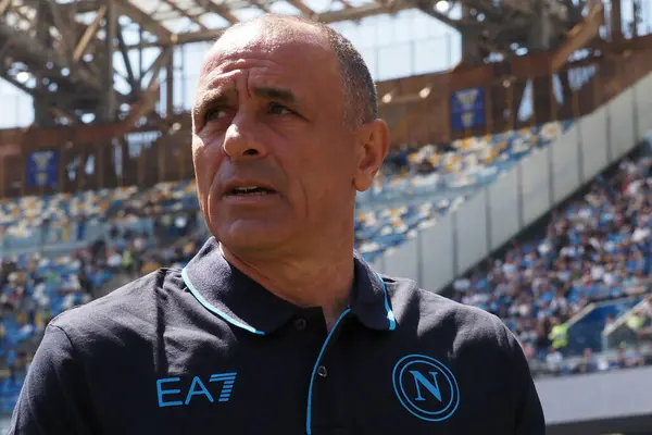 stock image Francesco Calzona coach of Napoli, during the match of the Italian Serie A league between Napoli vs Frosinone final result, Napoli 2, Frosinone 2, match played at the Diego Armando Maradona stadium.