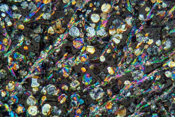 Zdjęcie Mikroskopu Cząstek Proszku Prania Świetle Polaryzacyjnym — Zdjęcie stockowe