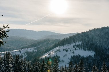 Karla kaplı Zlatar Dağı manzarası