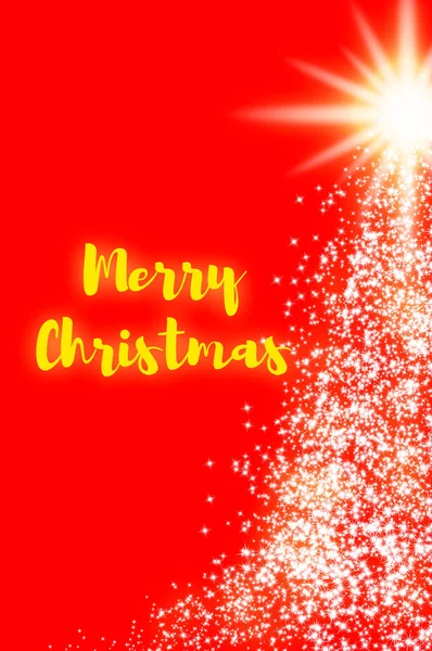 Frohe Weihnachten Text Mit Leuchtenden Stern Wie Kiefer Auf Rotem — Stockfoto