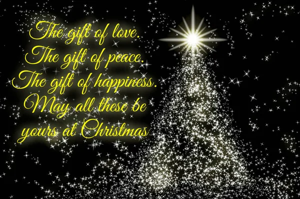 圣诞祝福文字 明亮的星空如松树 背景幽暗 圣诞庆祝概念 — 图库照片