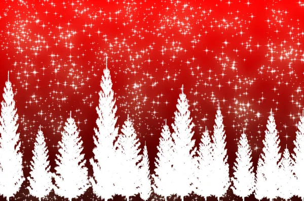 Christmas Trees Red Background Customizable Space Text Copy Space Christmas — Stock Photo, Image