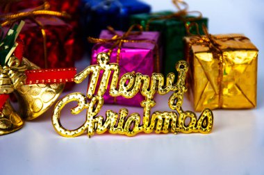 Mutlu Noeller ve geçmiş Noel hediyeleri. Noel kutlaması kavramı.