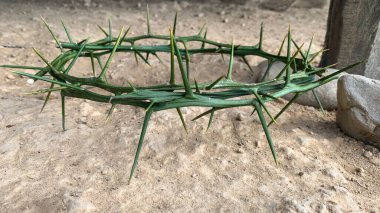 Crown of thorns with customizable space for the and Christian quotes. Copy space and Christianity concept.